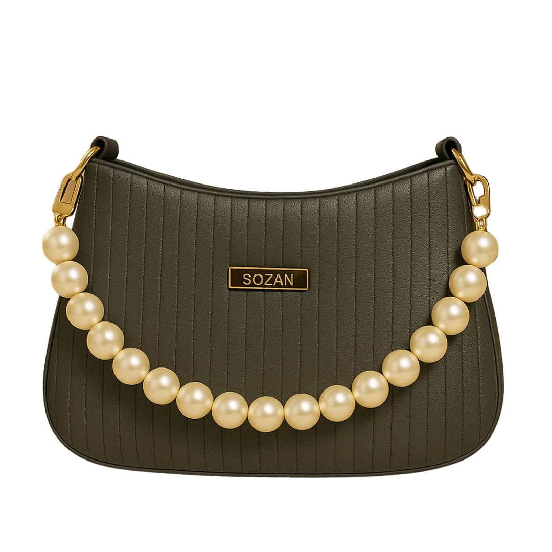Taupe Pearl Strap Sling Bag - Elegant Shoulder Handbag for Women tubamart.shop