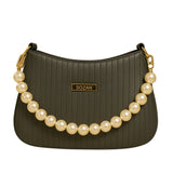 Taupe Pearl Strap Sling Bag - Elegant Shoulder Handbag for Women tubamart.shop