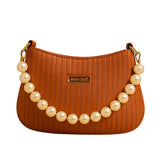 Taupe Pearl Strap Sling Bag - Elegant Shoulder Handbag for Women tubamart.shop