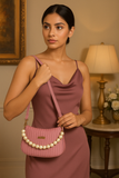 Taupe Pearl Strap Sling Bag - Elegant Shoulder Handbag for Women tubamart.shop