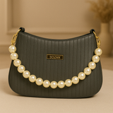 Taupe Pearl Strap Sling Bag - Elegant Shoulder Handbag for Women tubamart.shop