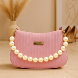 Taupe Pearl Strap Sling Bag - Elegant Shoulder Handbag for Women tubamart.shop