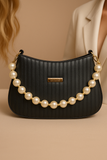 Taupe Pearl Strap Sling Bag - Elegant Shoulder Handbag for Women tubamart.shop