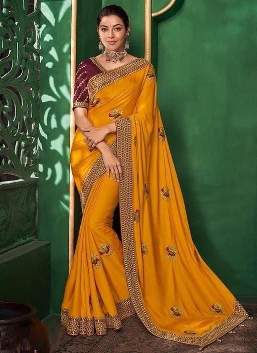 Authentic Embroidered Art Silk Sarees Roposo Clout