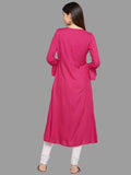 Buys Women's Pink Color Rayon Anarkali Kurta Roposo Clout