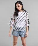 Women's Georgette Polka Dot Print Top Roposo Clout