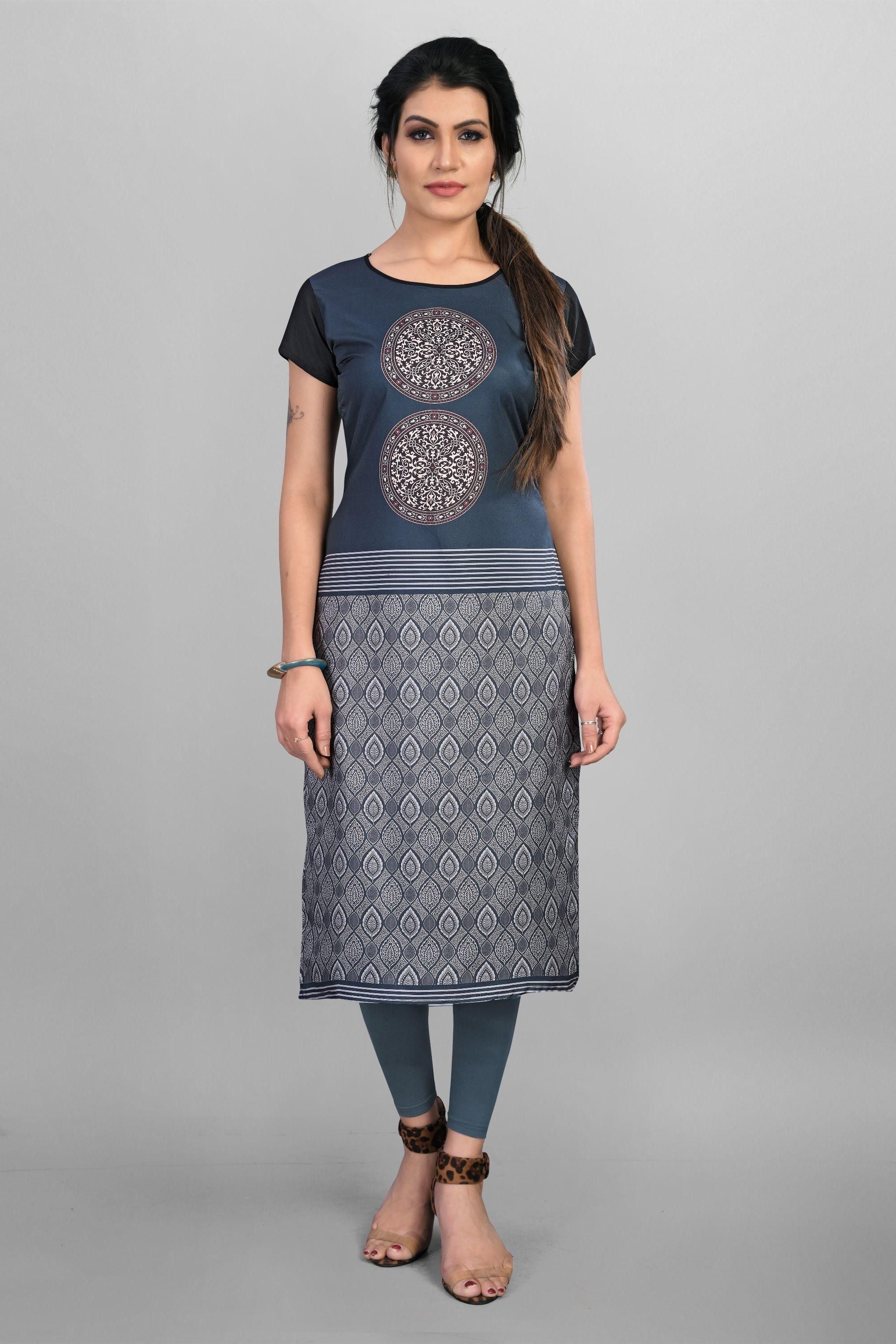 Elegant Printed Crepe   Kurti Roposo Clout