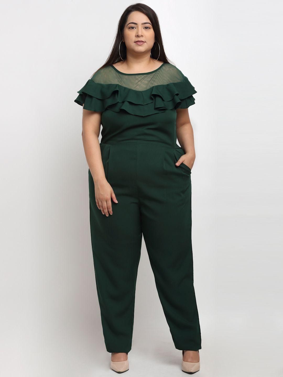 Flambeur Women's Plus Size Crepe Solid Jumpsuits Roposo Clout