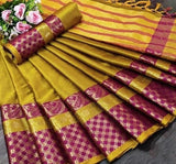 Attractive Solid Cotton Art Silk Sarees With Jacquard Border Roposo Clout