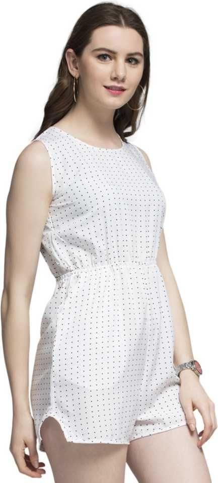 Darzi Women's Pure Crepe Polka Print Jumpsuit Roposo Clout