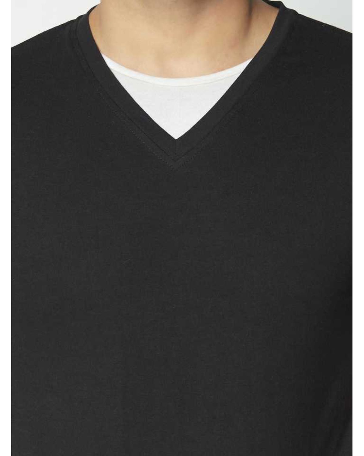Solid Half Sleeves V-Neck T-shirts For Men's Roposo Clout