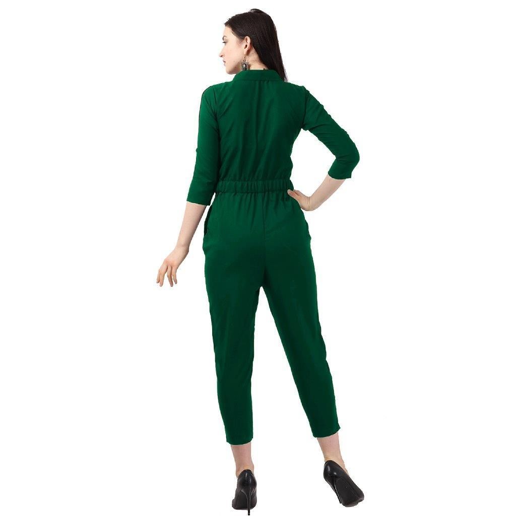 Women's Crepe Solid Jumpsuit Roposo Clout