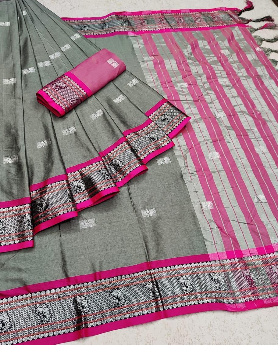 Delicate Jacquard Weaving Cotton Silk Sarees Roposo Clout