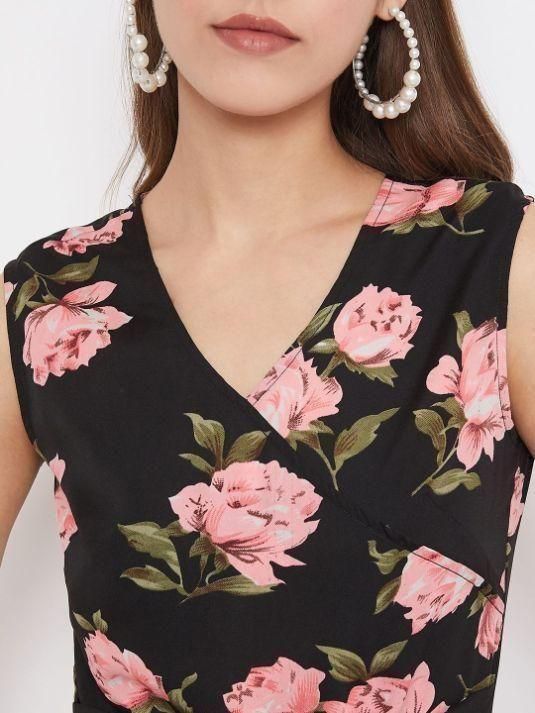 UPTOWNIE Women's Crepe Floral Wrap Tie-Up Jumpsuit Roposo Clout