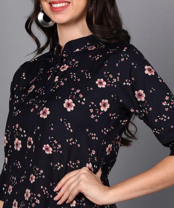 Women's Viscose Rayon Printed High Low Tunic Top Roposo Clout