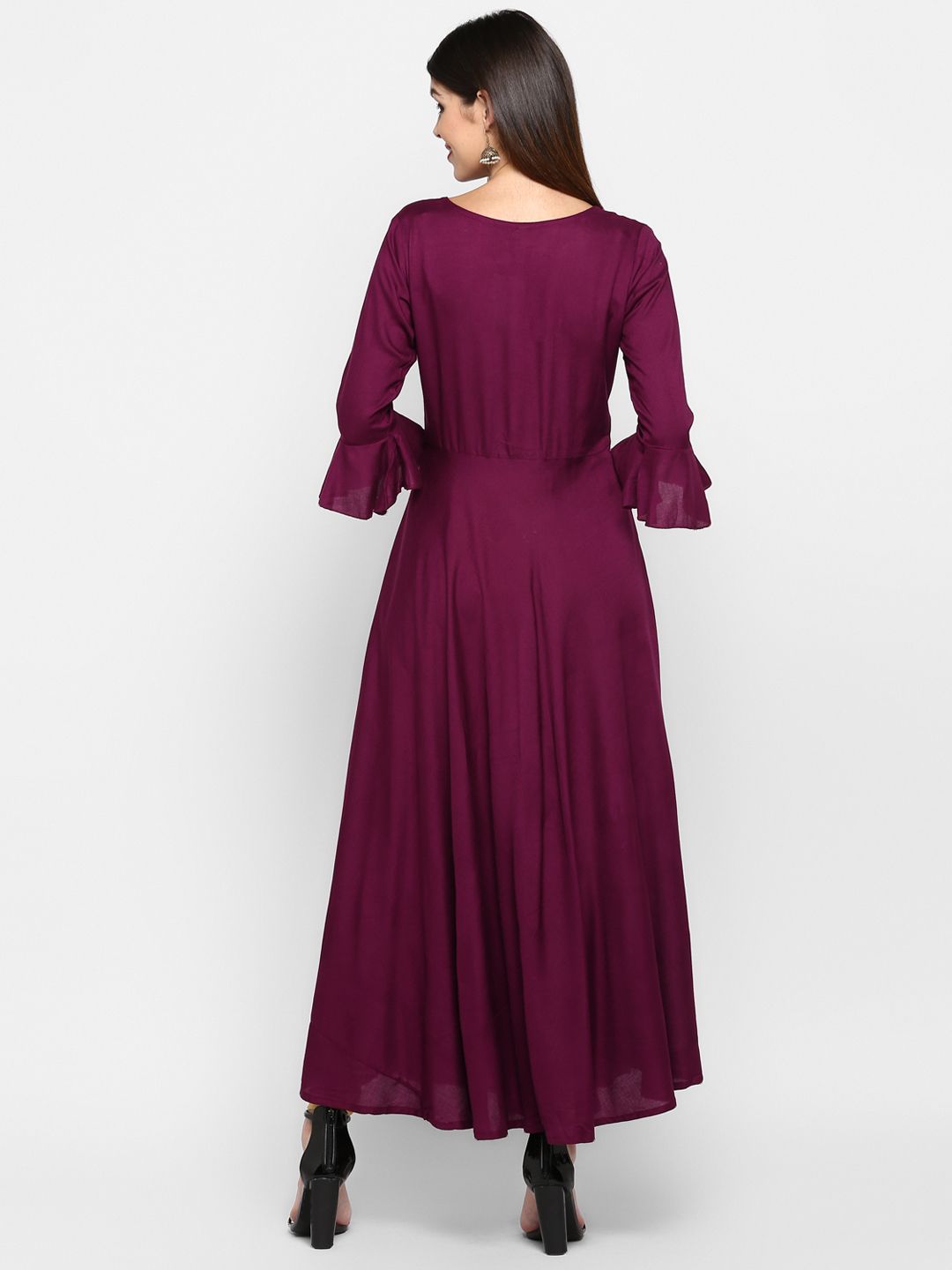 Vbuyz Women's Purple Color Rayon Flared Kurta Roposo Clout