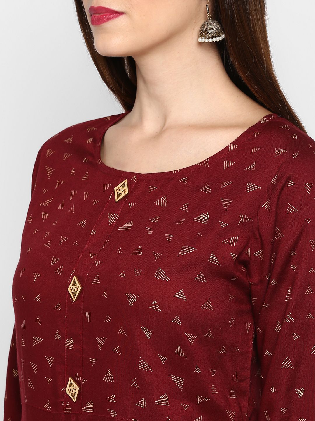 Vbuyz Women's Dark Maroon Color Rayon Straight Kurta Roposo Clout