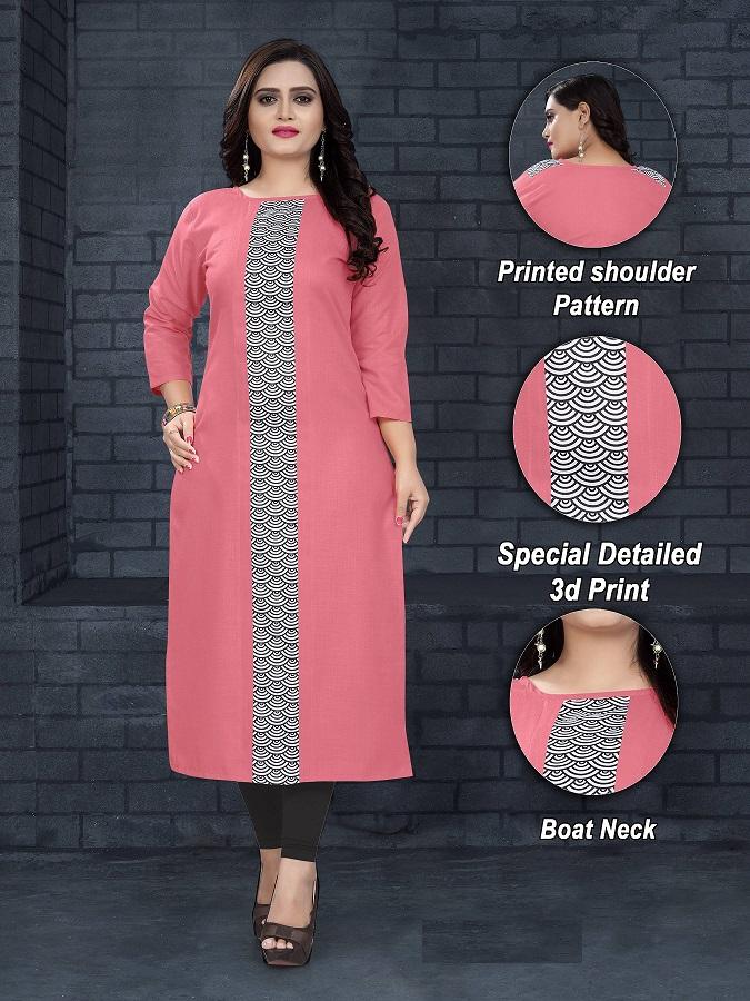 Elegant Cotton Blend Digital Printed Straight Kurti Roposo Clout