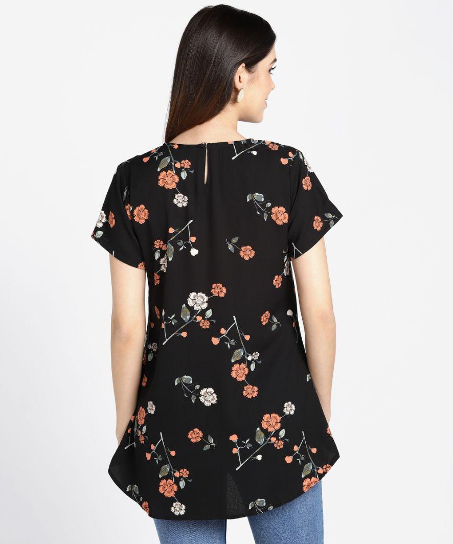 Women's Crepe Floral Print Top Roposo Clout