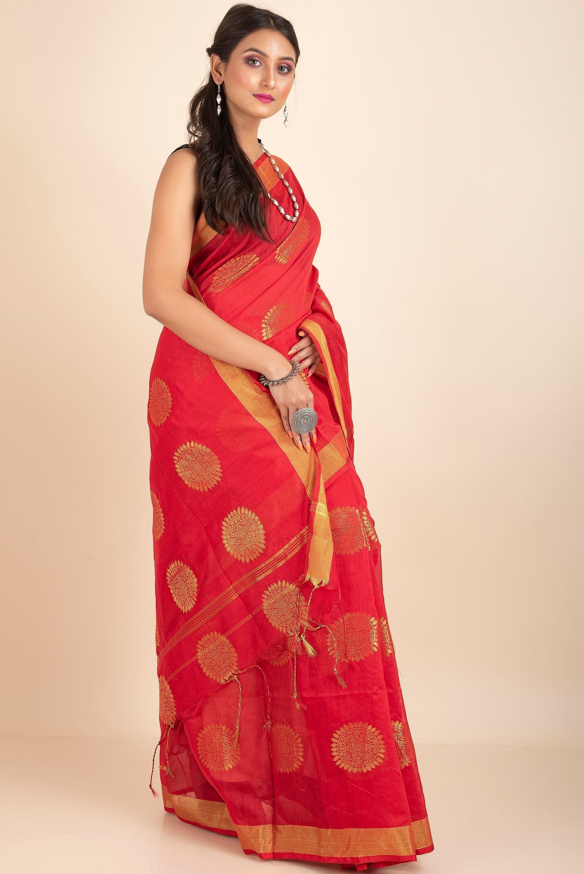 Unique Zari Woven Cotton Silk Saree Roposo Clout