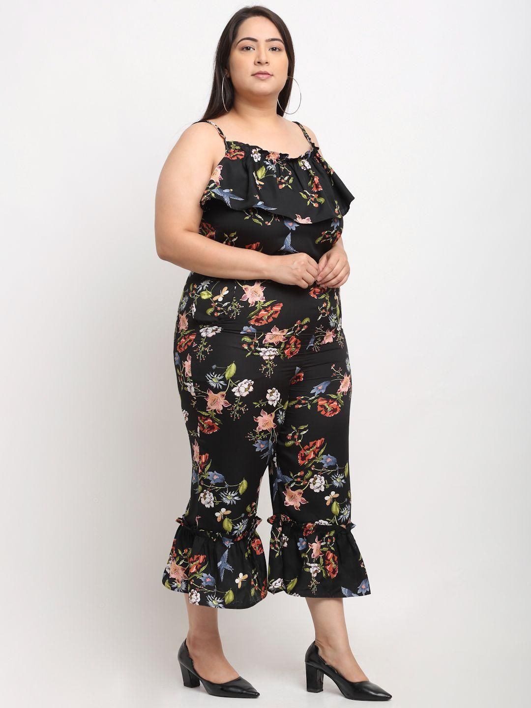 Flambeur Women's Plus Size Crepe Floral Jumpsuits Roposo Clout