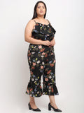 Flambeur Women's Plus Size Crepe Floral Jumpsuits Roposo Clout