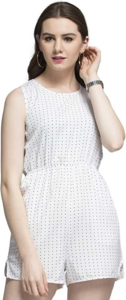 Darzi Women's Pure Crepe Polka Print Jumpsuit Roposo Clout