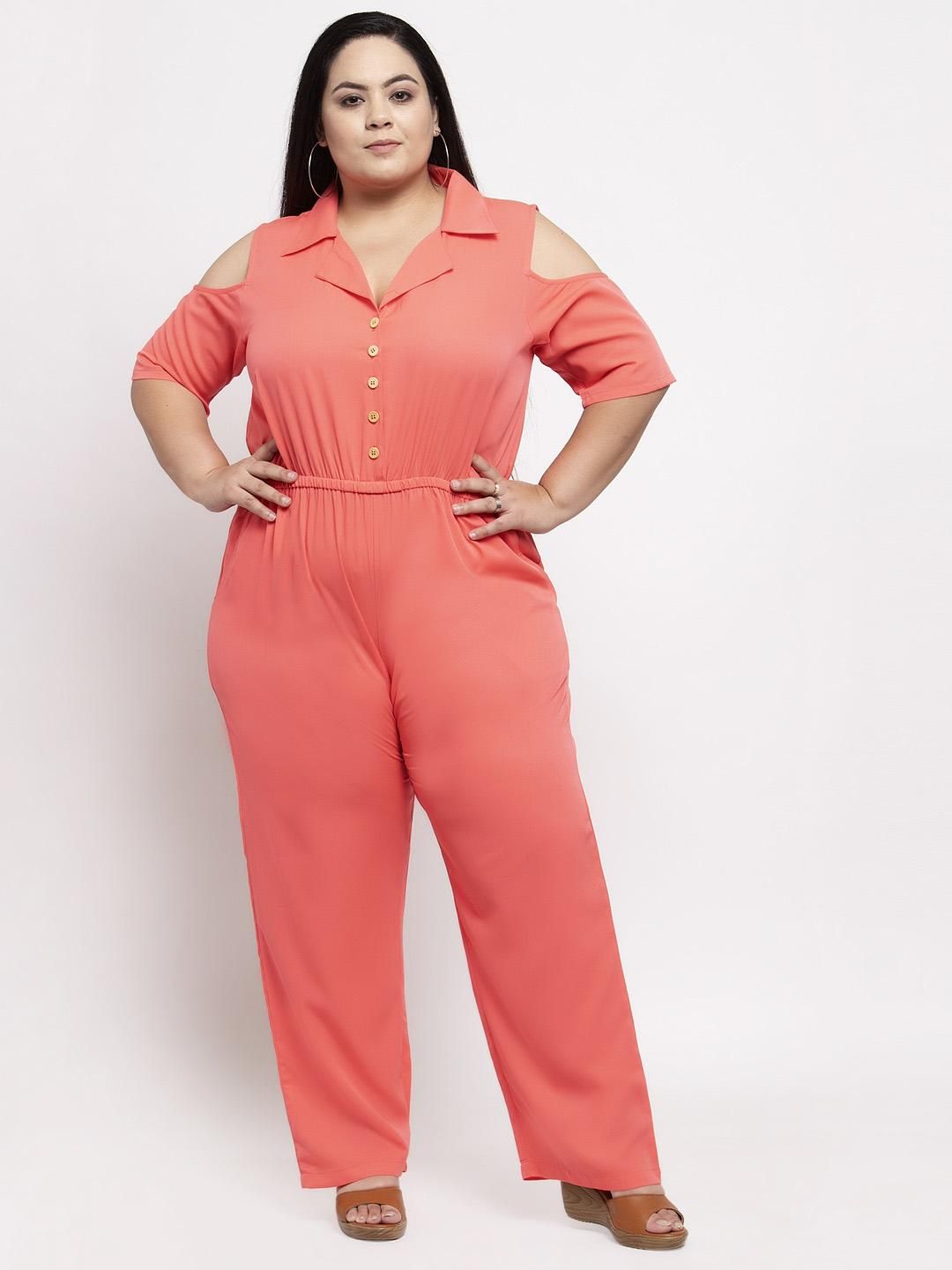Flambeur Women's Plus Size Crepe Solid Jumpsuits Roposo Clout