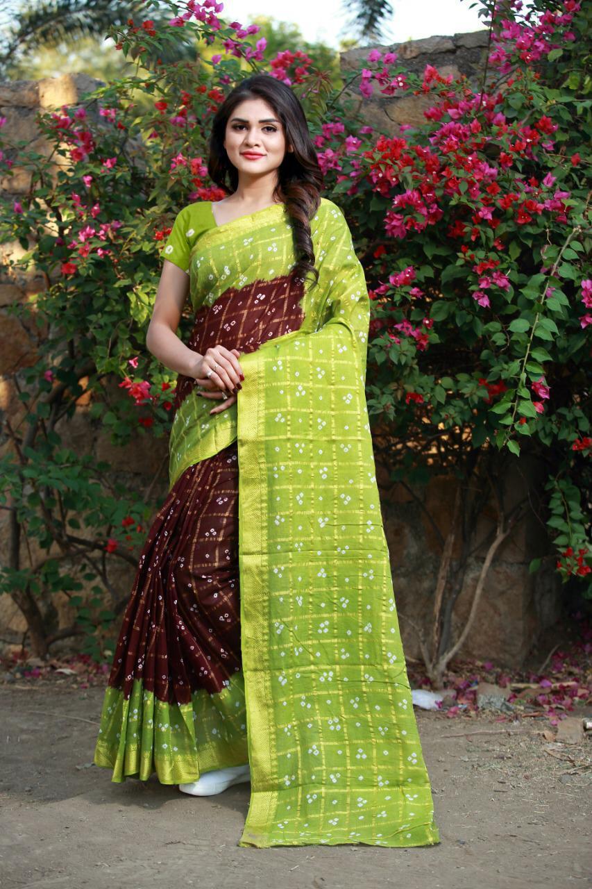 Delicate Litchi Silk Checks Print  Saree Roposo Clout