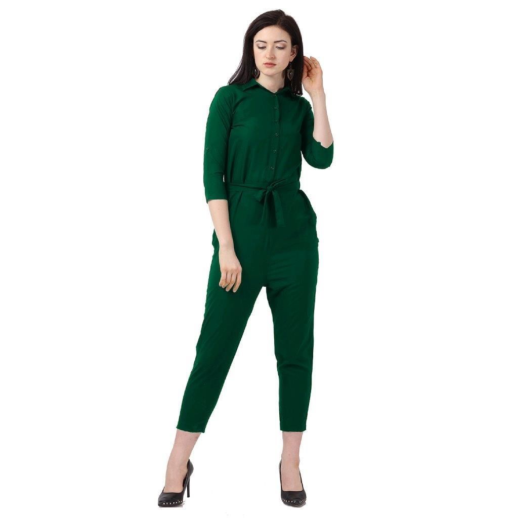 Women's Crepe Solid Jumpsuit Roposo Clout