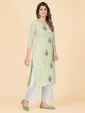 Vbuyz Women's Chikankari & Embroidered Straight Cotton Pista Stitched Kurta Roposo Clout