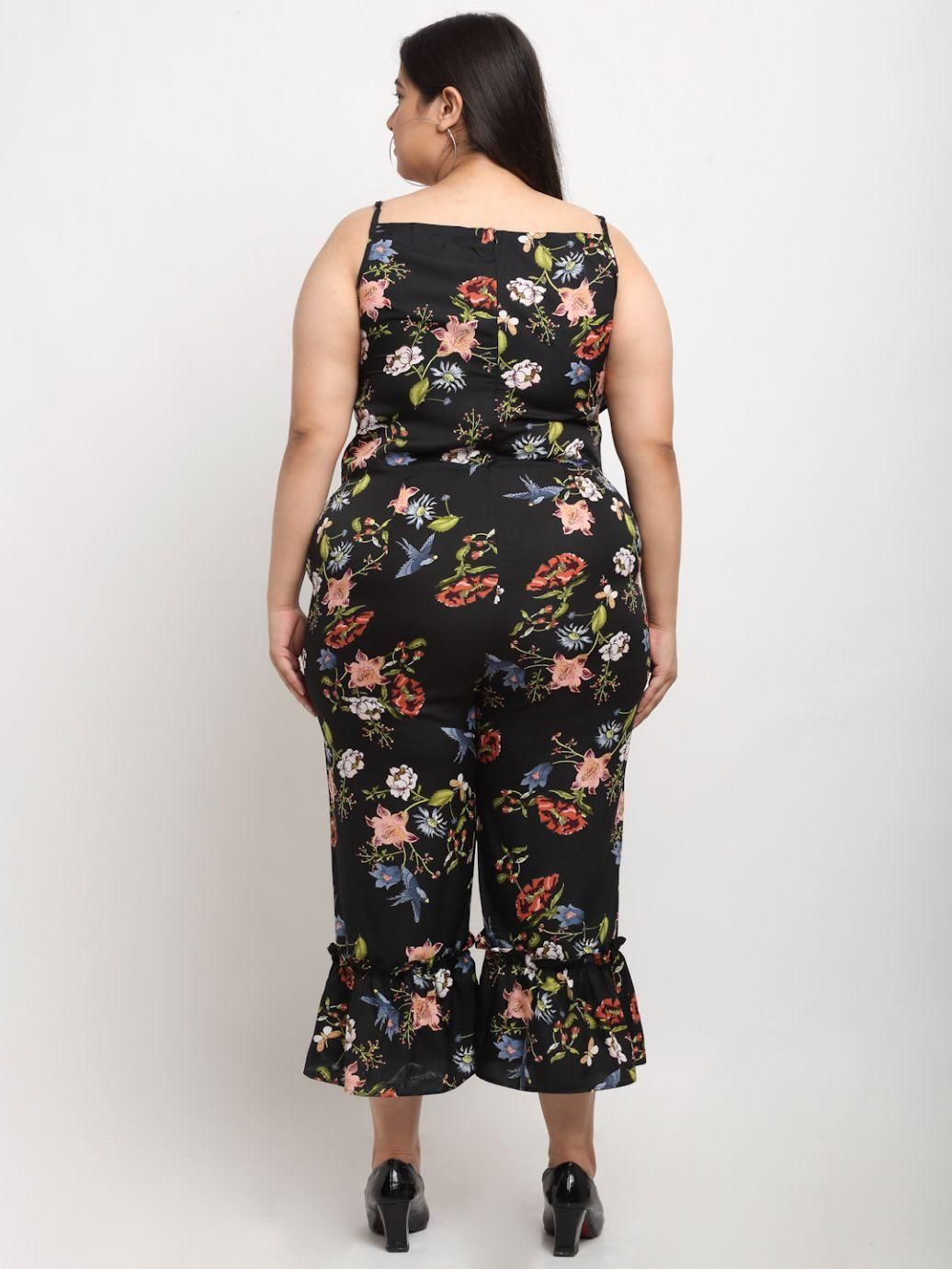 Flambeur Women's Plus Size Crepe Floral Jumpsuits Roposo Clout