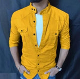 Cotton Solid Full Sleeves Mens Casual Shirt Roposo Clout