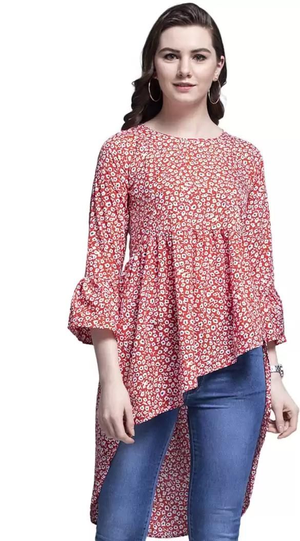 Darzi Women's Crepe Printed Tops Roposo Clout