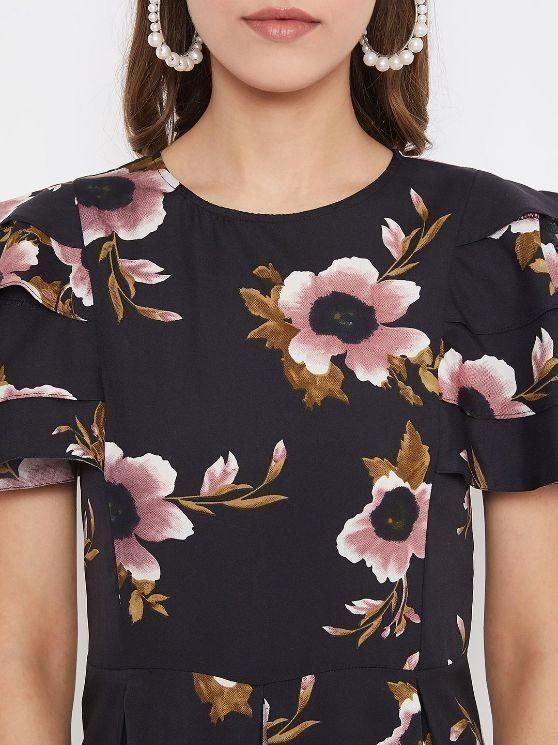 UPTOWNIE Women's Crepe Floral Flared Sleeves Jumpsuit Roposo Clout