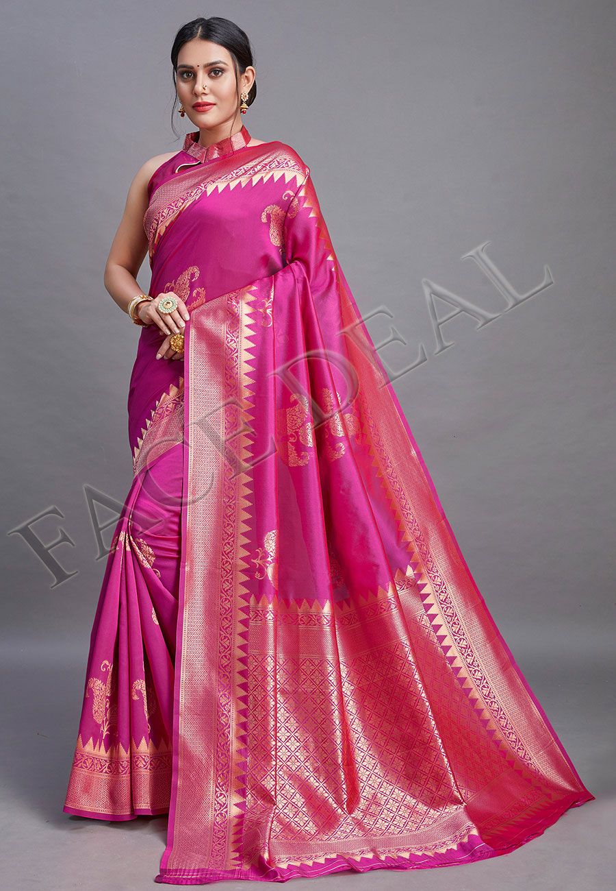 Unique  Jacquard Weaving  Banarasi Silk Sarees Roposo Clout