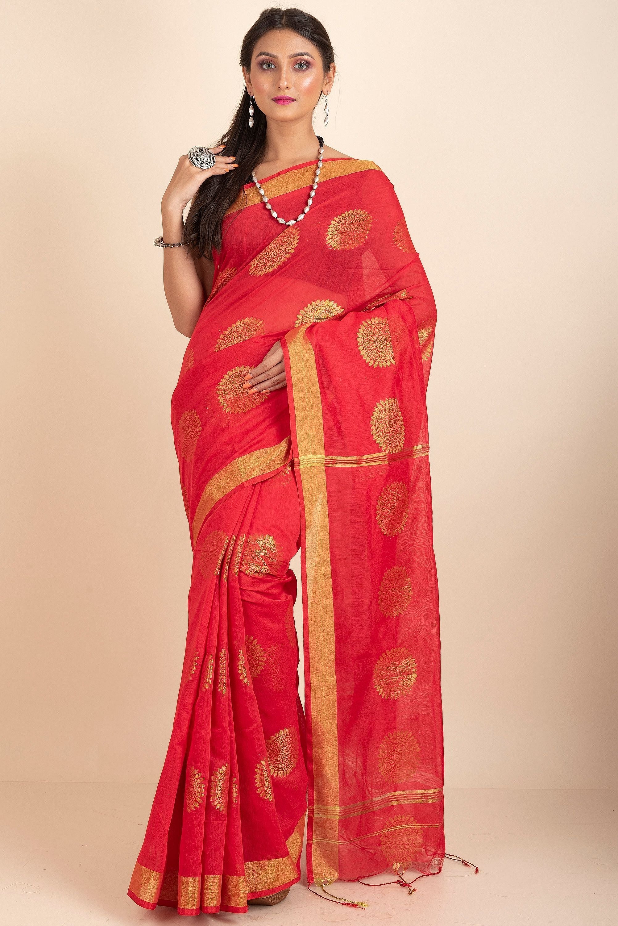 Unique Zari Woven Cotton Silk Saree Roposo Clout