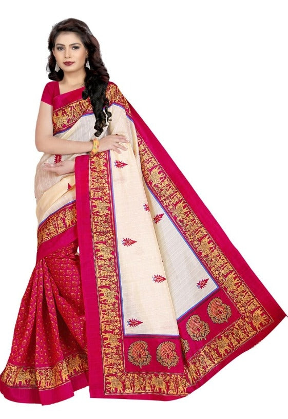 Traditional Bhagalpuri Silk Floral Printed Regular Saree Roposo Clout