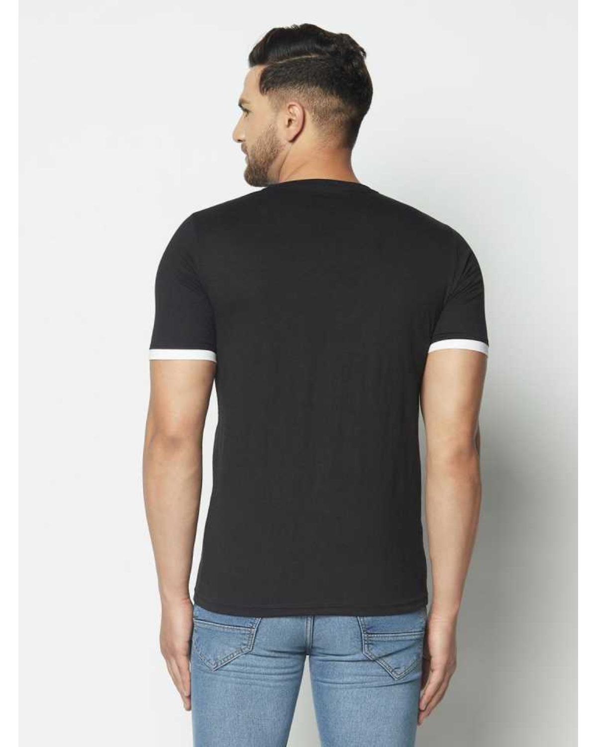 Solid Half Sleeves V-Neck T-shirts For Men's Roposo Clout