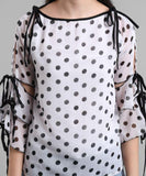 Women's Georgette Polka Dot Print Top Roposo Clout