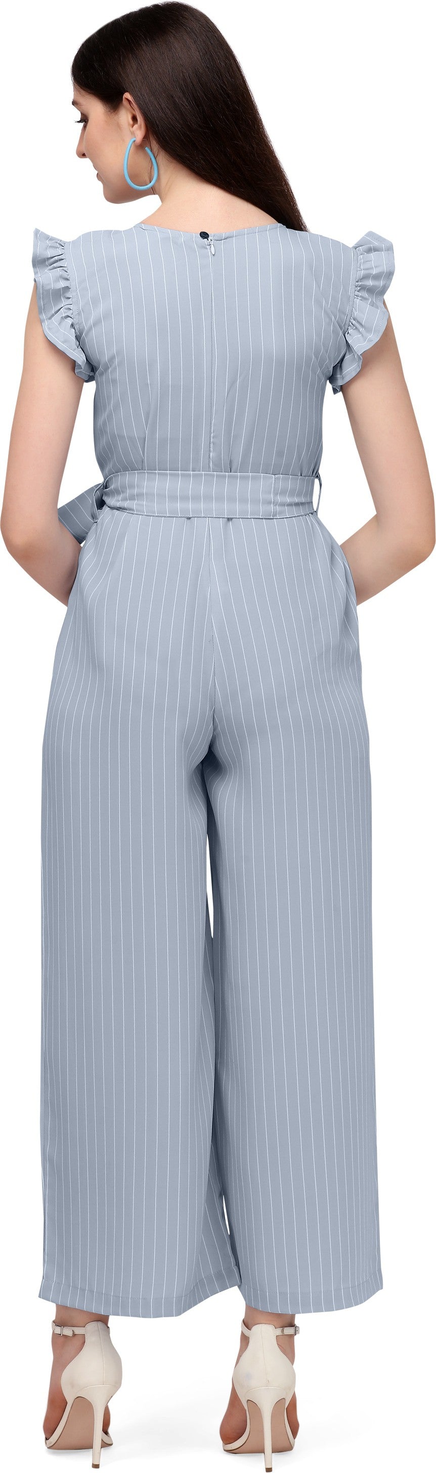 Women's Trendy Striped Crepe Jumpsuit Roposo Clout