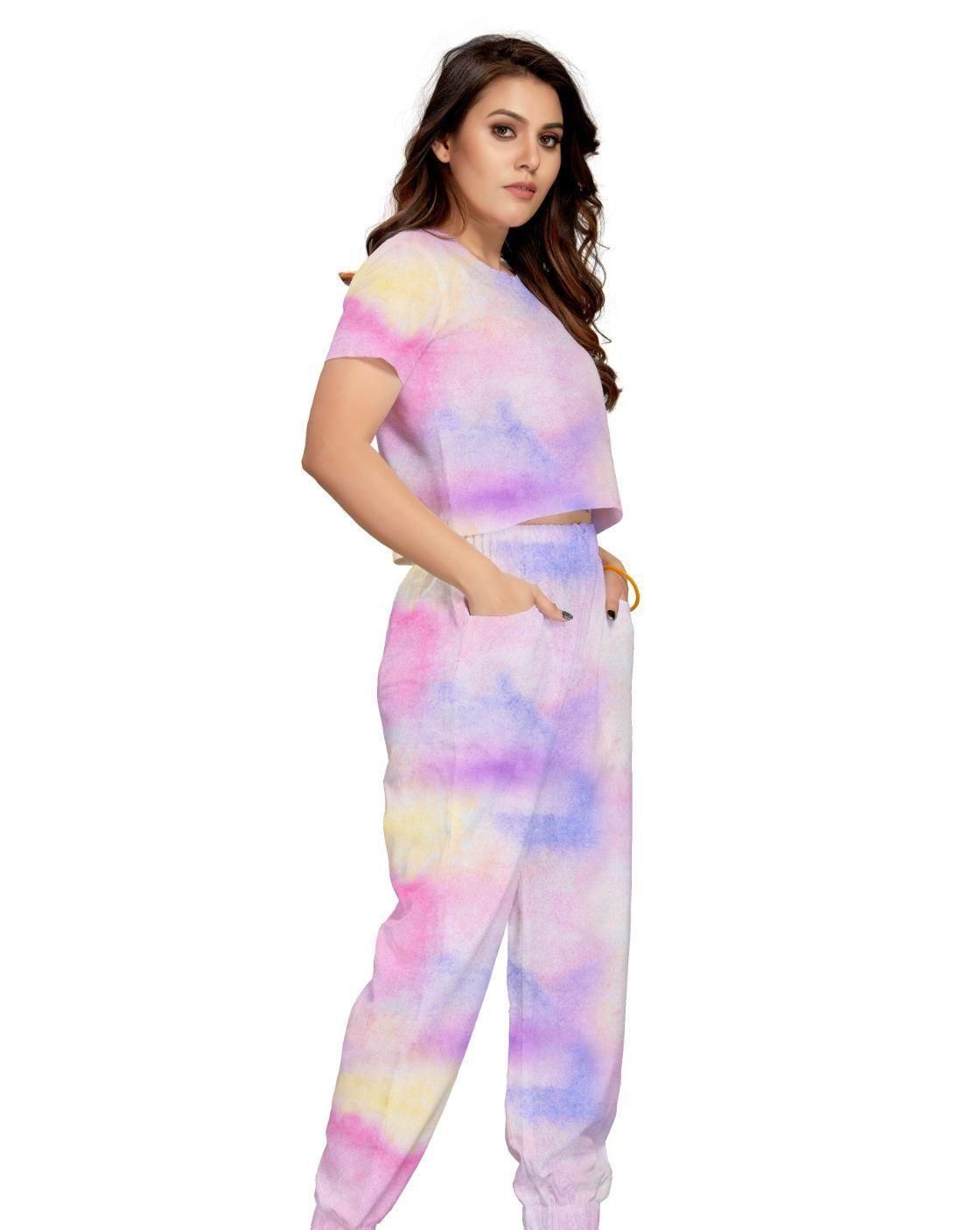 Women's Linen Cotton Tie Dye Tracksuit Roposo Clout