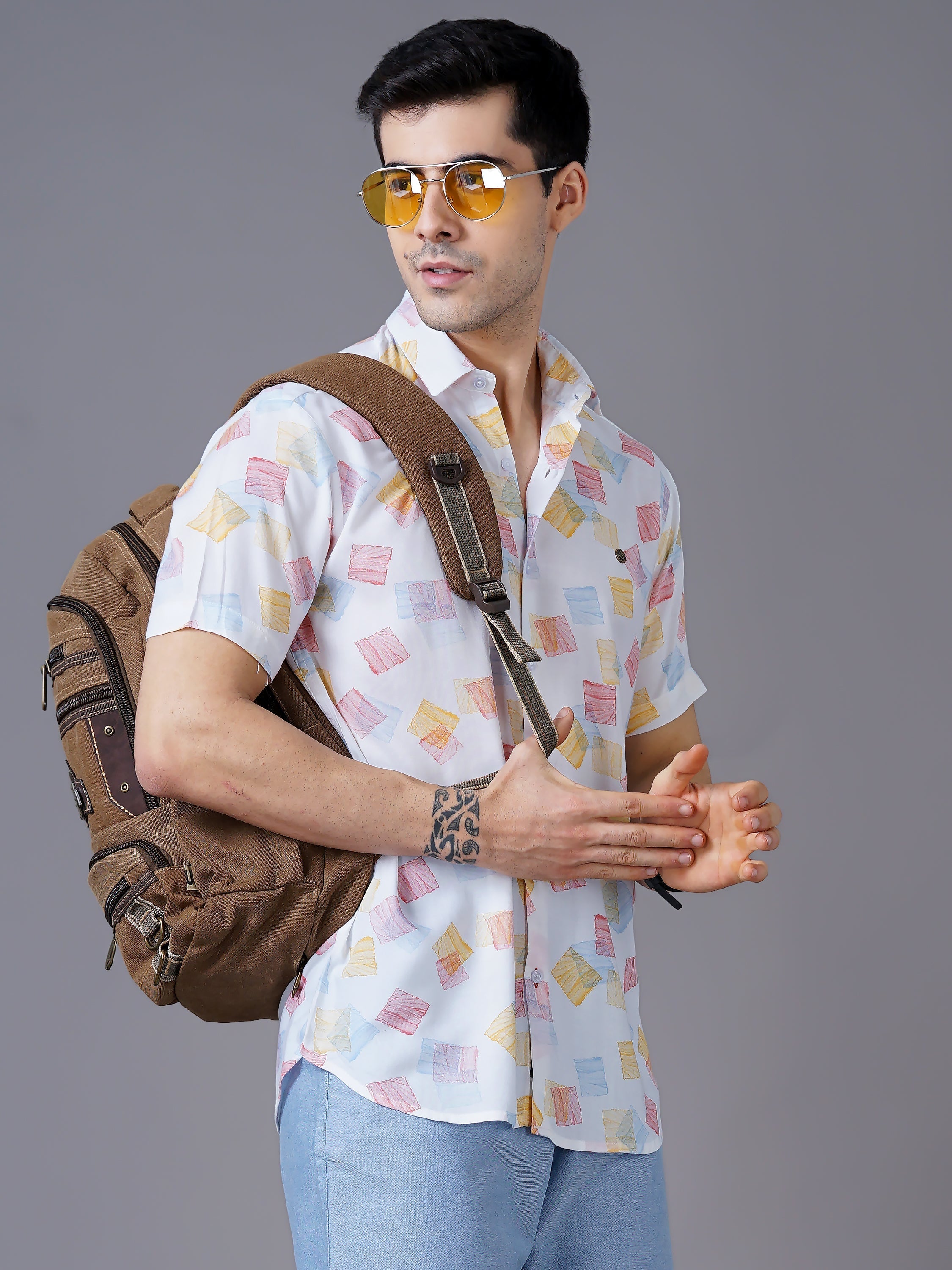 Blended Printed Half Sleeve Mens Shirt Roposo Clout