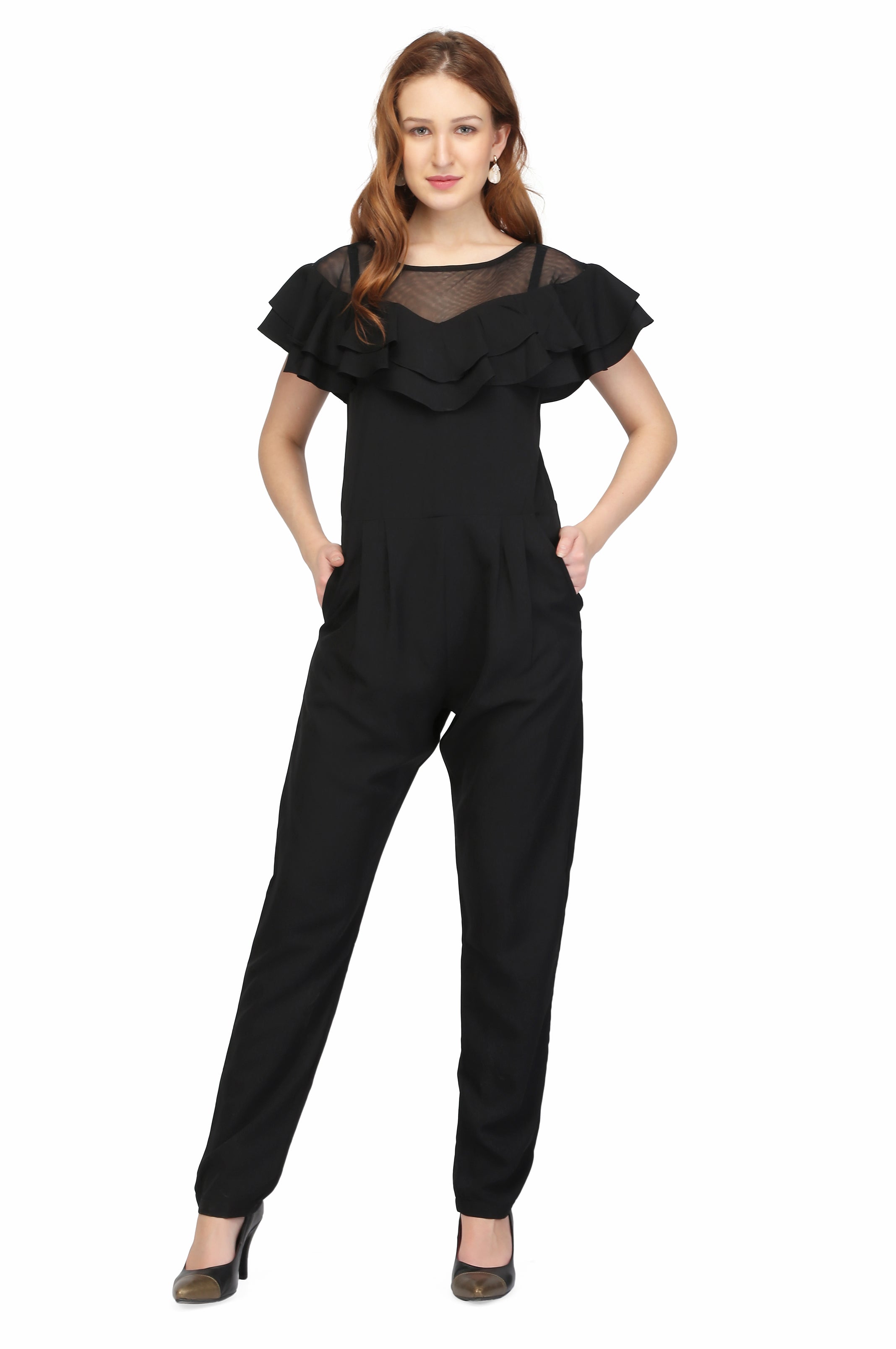 Women's Designer Solid Crepe Jumpsuit Roposo Clout