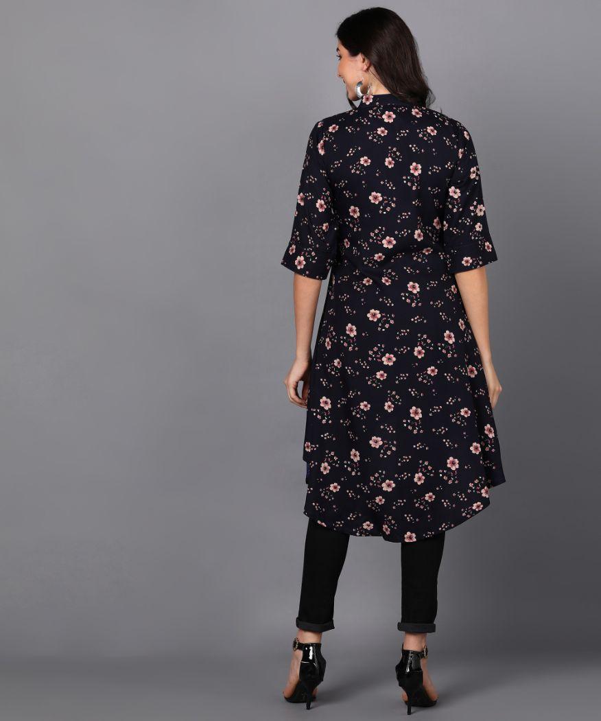 Women's Viscose Rayon Printed High Low Tunic Top Roposo Clout