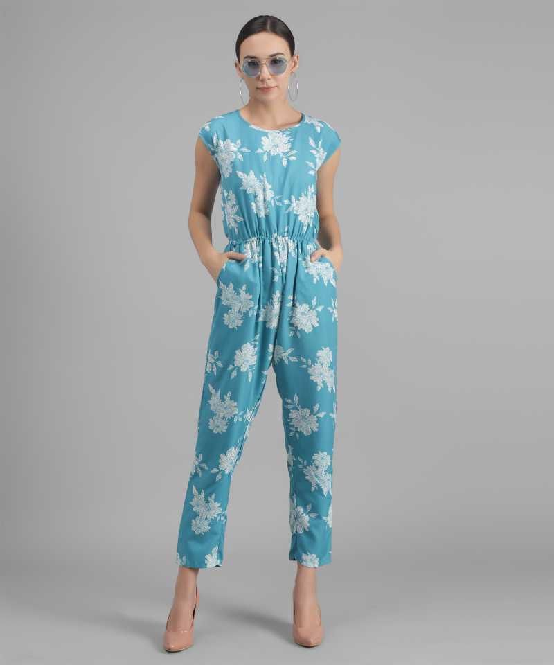 Darzi Women's Crepe Floral Print Jumpsuit Roposo Clout