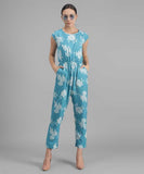 Darzi Women's Crepe Floral Print Jumpsuit Roposo Clout