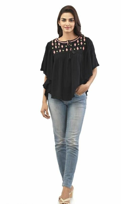 Women's Rayon Poncho Top Roposo Clout