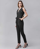 Darzi Women's Lycra Blend Solid V-Neck Jumpsuit Roposo Clout