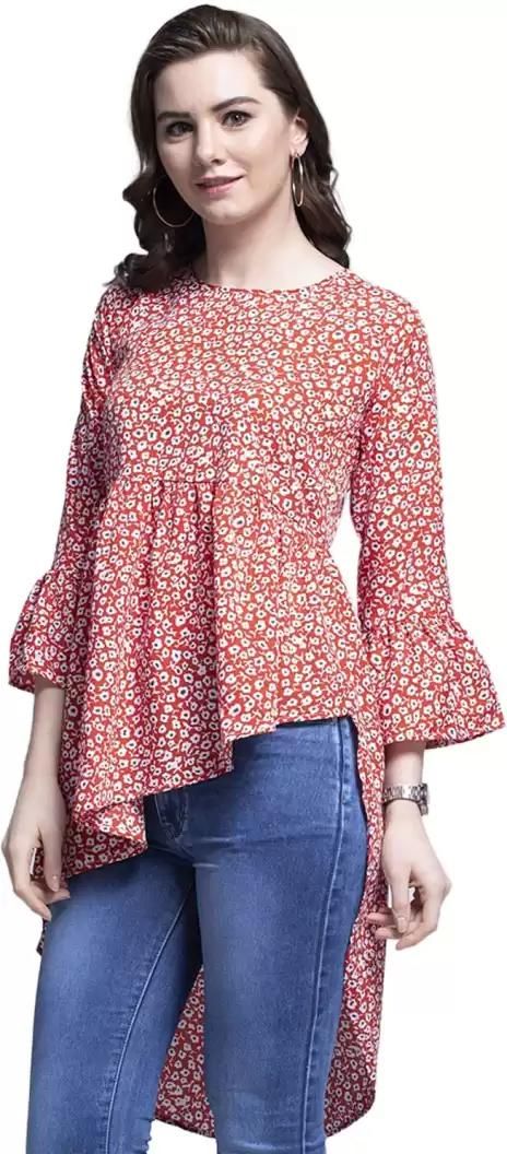 Darzi Women's Crepe Printed Tops Roposo Clout